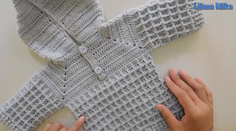 Día Clan Creta Tutorial de como tejer un chaleco o sueter a crochet (ajuar pullover) |  Manualidades