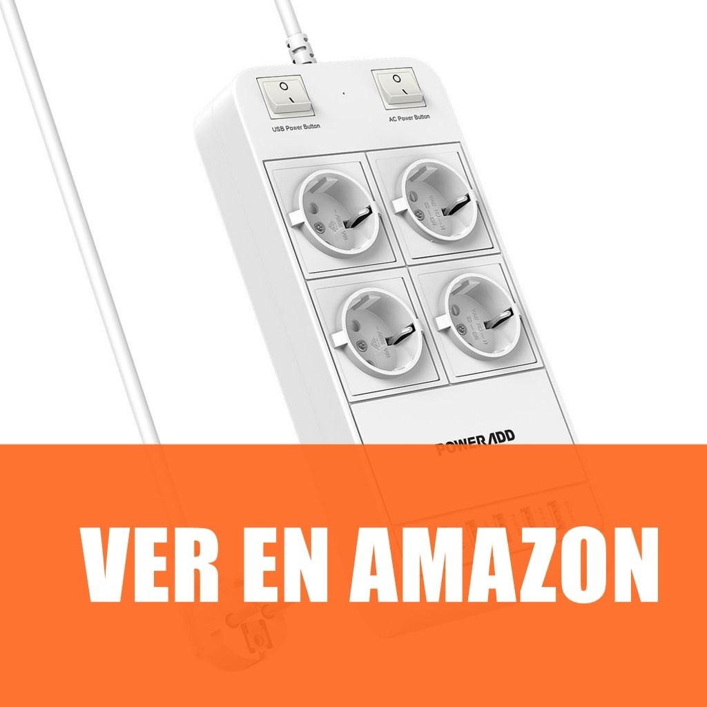 Poweradd - Regleta de 4 Tomas con 5 Puertos de USB