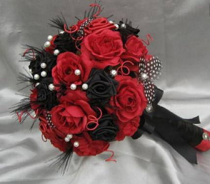 Ramo de novia rockera rojo