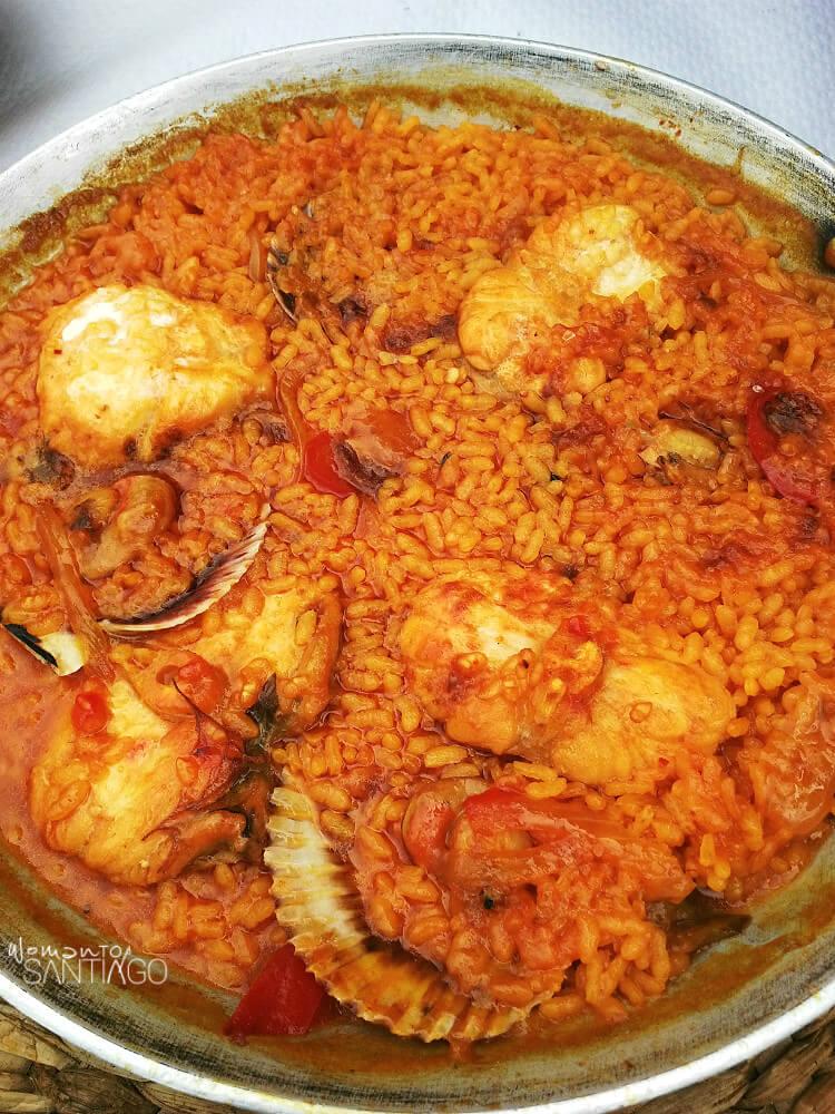 Arroz con rape y vieiras