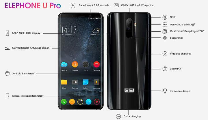 Elephone U Pro con procesador Snapdragon 660 clon copia imitación del Samsung Galaxy S8 especificaciones precio y opinión