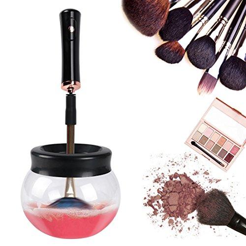 Limpiador de brochas electrico de maquillaje Wokaar，rápidamente seca pinceles de maquillaje en 5 segundos , multi-size maquillaje cepillos limpieza profunda de máquina 360 grados rotación con 8 anillas de goma diferentes tamaños
