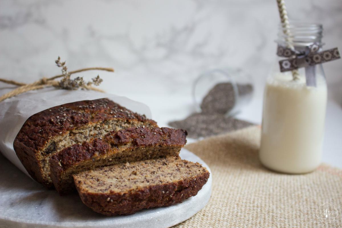 Receta de banana bread paleo con chía y nueces