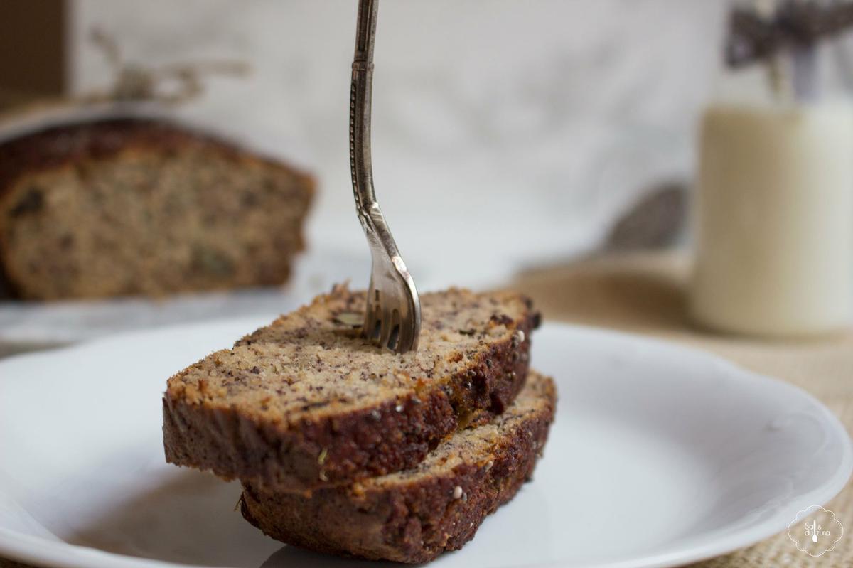 Receta de banana bread paleo con chía y nueces