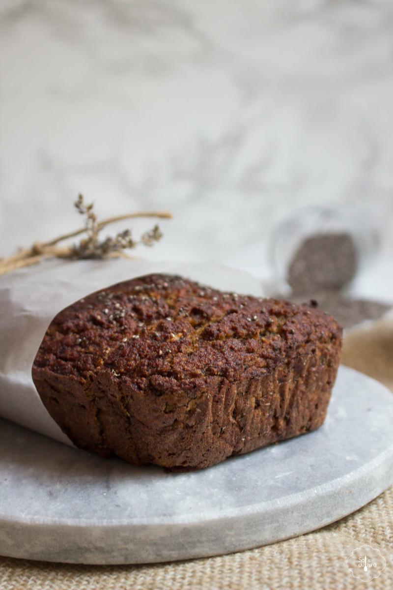 Receta de banana bread paleo con chía y nueces