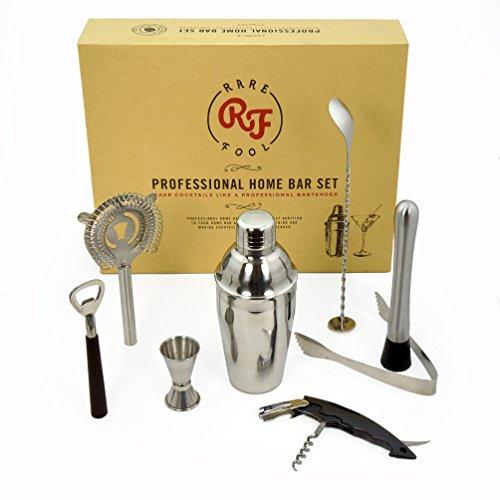 Cocktail Shaker Set Professional Kit 20oz Boston Cobbler Shaker in Gift Box with Recipe eBook, Strainer, Twisted Bar Spoon, Double Jigger, Muddler & Ice Tongs