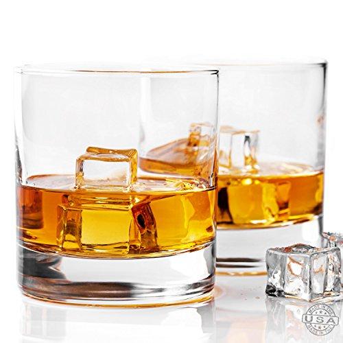 Taylord Milestones Whiskey Glass, Premium 10 oz Scotch Glasses, Set of 2 Rocks Style Glassware for Bourbon and Old Fashioned Cocktails