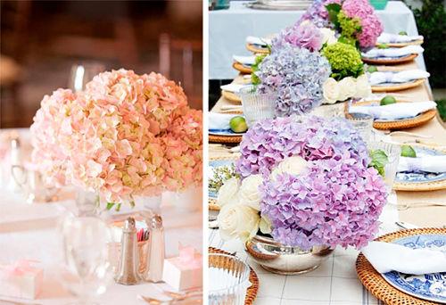 Decoraciones nupciales con hortensias
