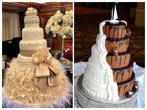 Tarta nupcial con plumas