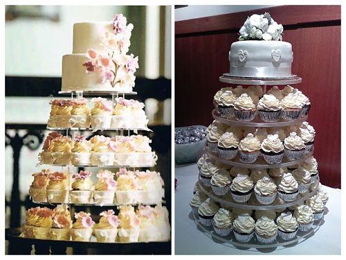 Tarta nupcial con cupcakes