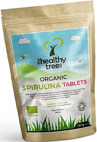 Tabletas de Espirulina Orgánica - Ricas en aminoácidos, clorofila, proteína y calcio - Espirulina comprimidos orgánica fáciles de digerir de TheHealthyTree Company y certificadas en el Reino Unido