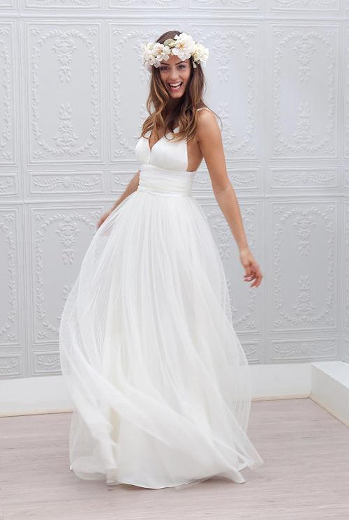 Vestido de novia con tela de gasa