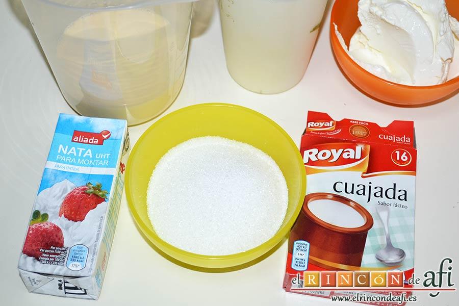 Flan de mascarpone, preparar los ingredientes