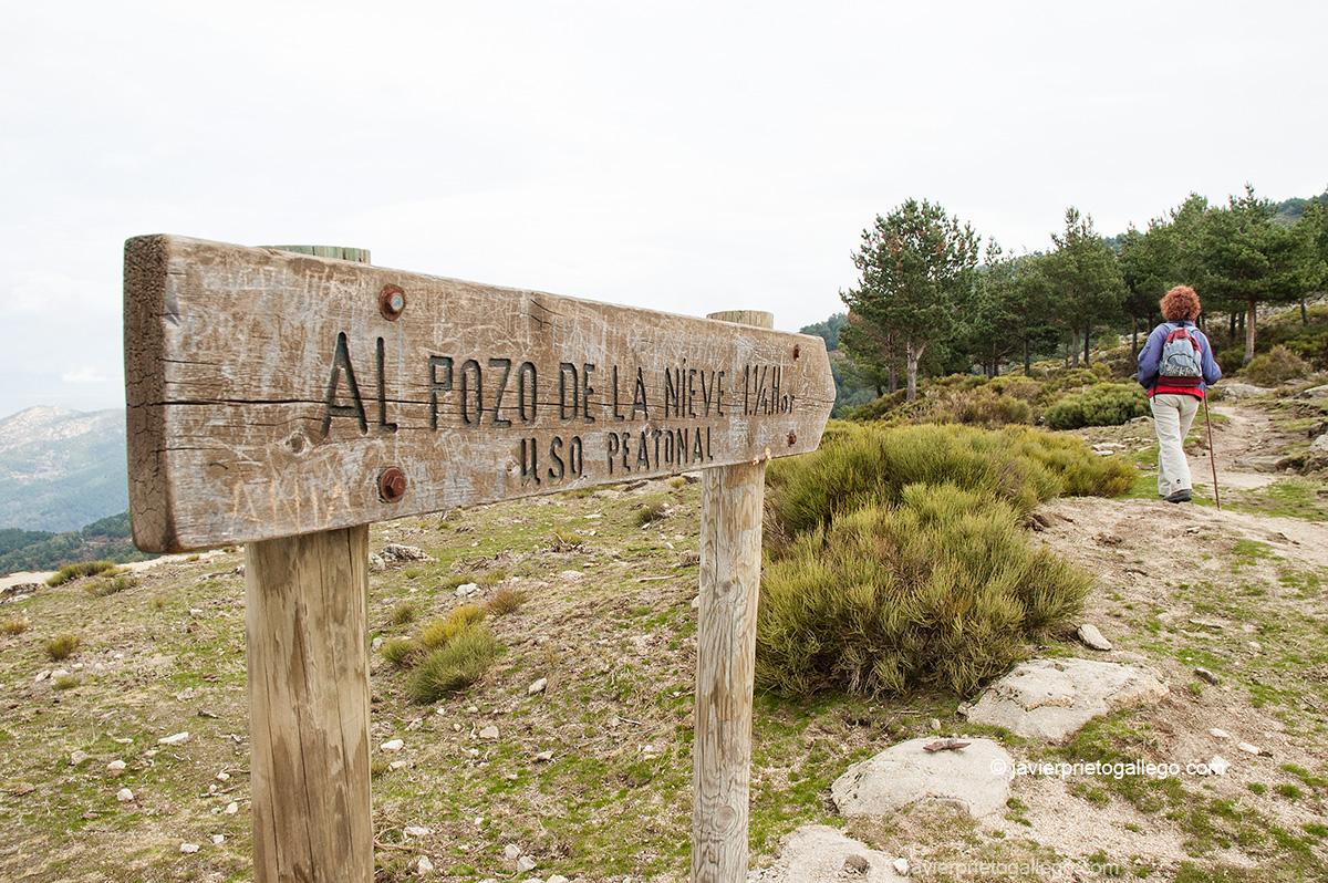 Señalización del sendero del Pozo de la Nieve del Puerto de Casillas. Pozo de la Nieve. Ávila. Castilla y León. España. © Javier Prieto Gallego;