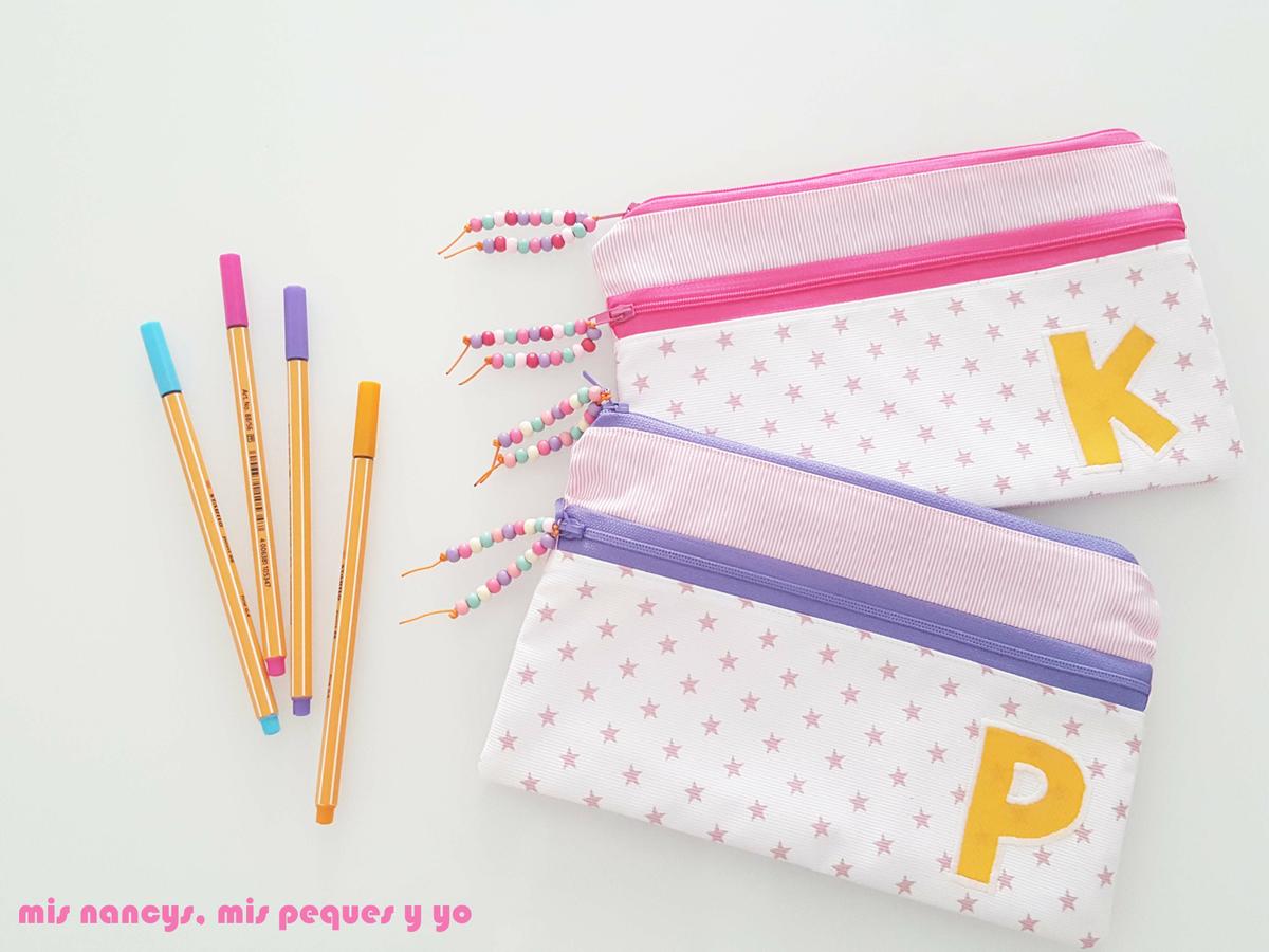 mis nancys, mis peques y yo, estuches escolares con dos cremalleras, estuches con iniciales