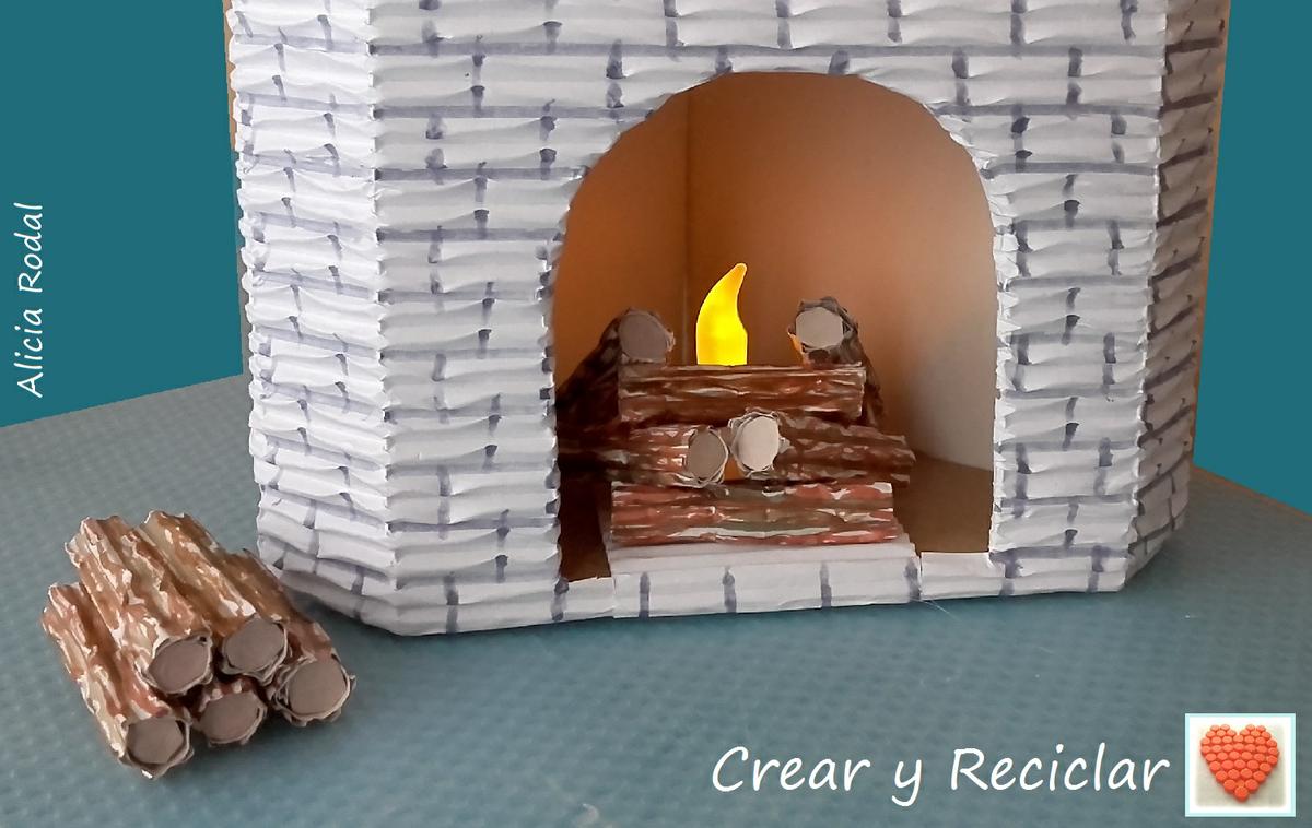 Chimenea o estufa a leña para muñecas con reciclaje DIY