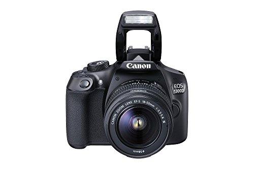 Canon EOS 1300D - Cámara réflex de 18 Mp (pantalla de 3", Full HD, 18-55 mm, f/3.5-5.6, NFC, WiFi), color negro - Kit con objetivo EF-S 18-55 mm DC III (versión europea)