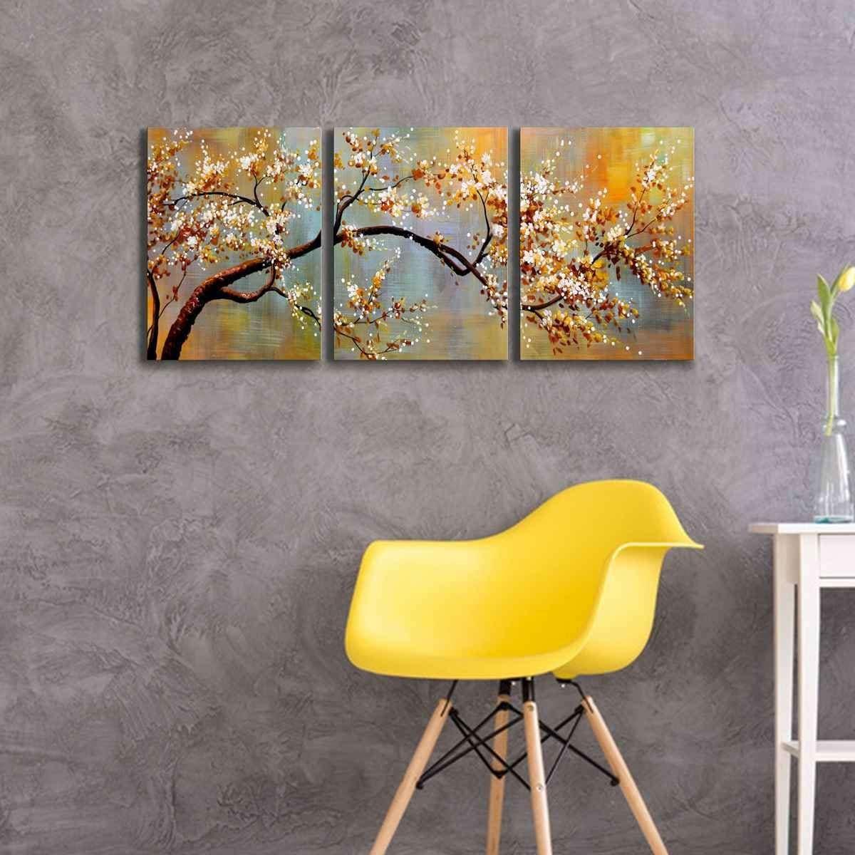 Canvas pinturas de 3 paneles florales