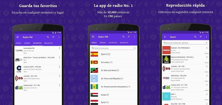 Las mejores apps y sintozadores de radio en Android con miles de emisoras para escuchar la radio por Internet mediante aplicaciones para móvil y tablet como estas 