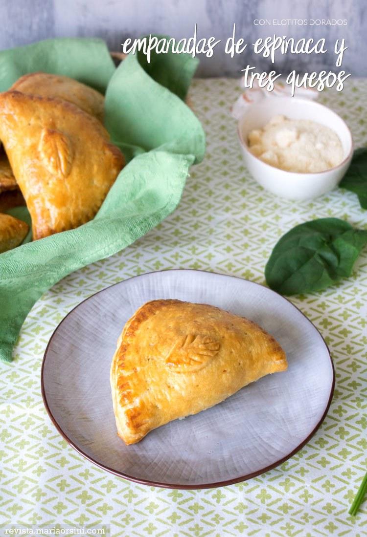 con elotitos doradosempanadas de espinaca y tres quesos