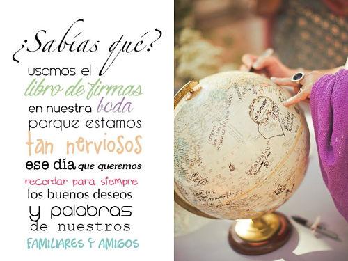 Dedicatorias en globo terráqueo