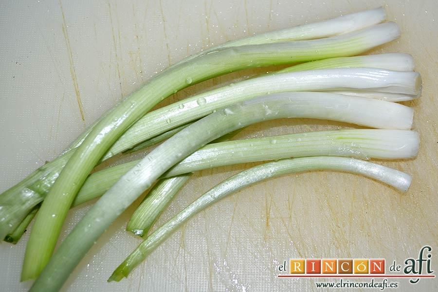 Bacalao a la calesera, preparar los ajetes