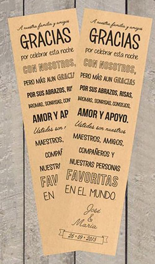 Agradecimiento para minuta de boda