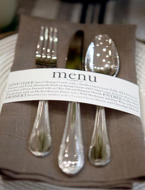 Minuta boda en servilletero de papel