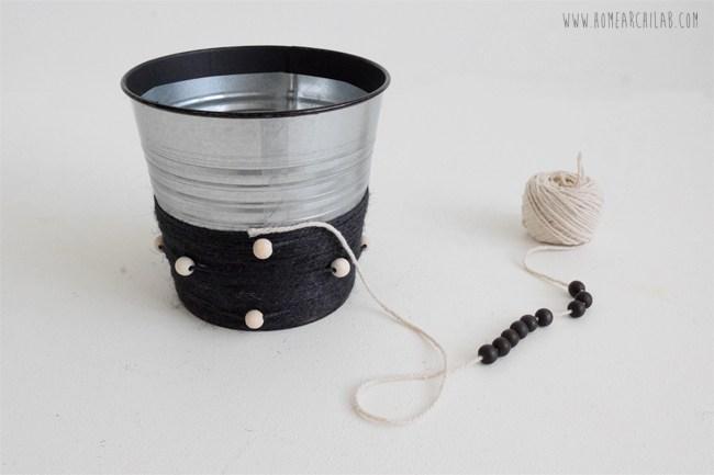 decoración de macetas con cuerda