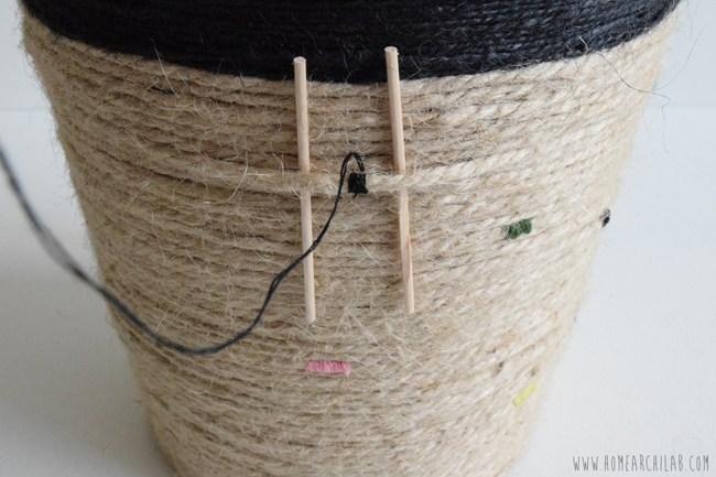 decoración de macetas con cuerda e hilo