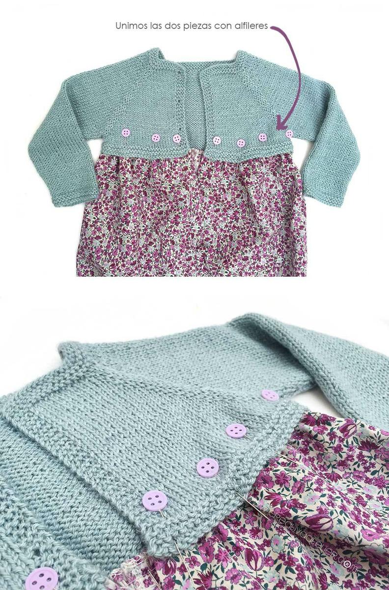 Cómo hacer un pelele de punto y tela combinado de bebé DIY - Tutorial y Patrón