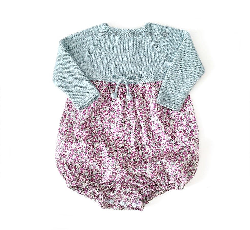 Cómo hacer un pelele de punto y tela combinado de bebé DIY - Tutorial y Patrón