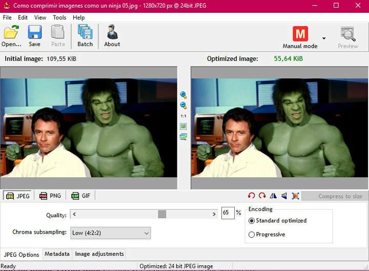 Como comprimir una o varias imagenes de golpe en masa de una sola tacada o en cascada para optimizar al máximo el tamaño de una foto o archivo JPG, JPEG, BMP, PNG, GIF programas gratuitos y online para PC