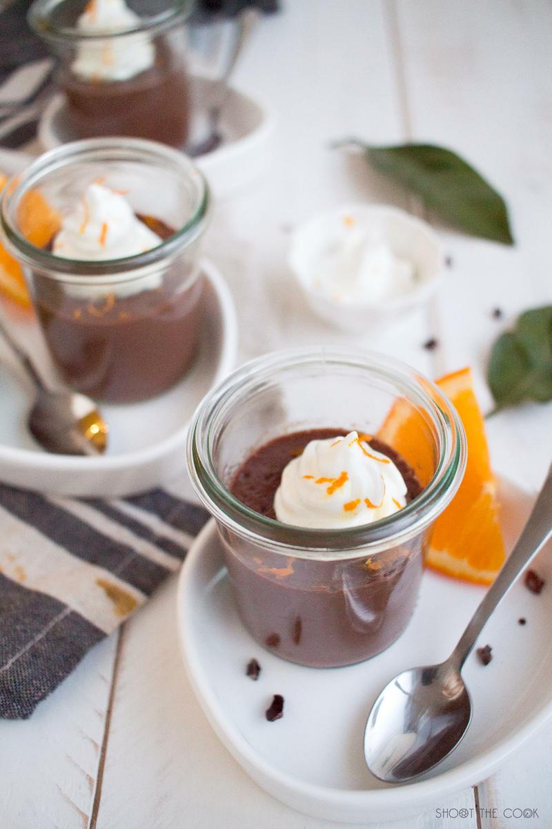 natillas de chocolate negro y naranja