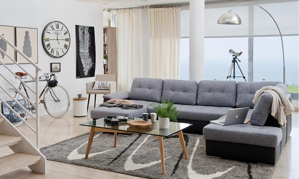 Rinconera U con cama reversible de tela OMINN