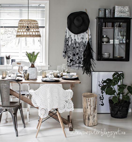 deco bho blanco y negro plantas 2