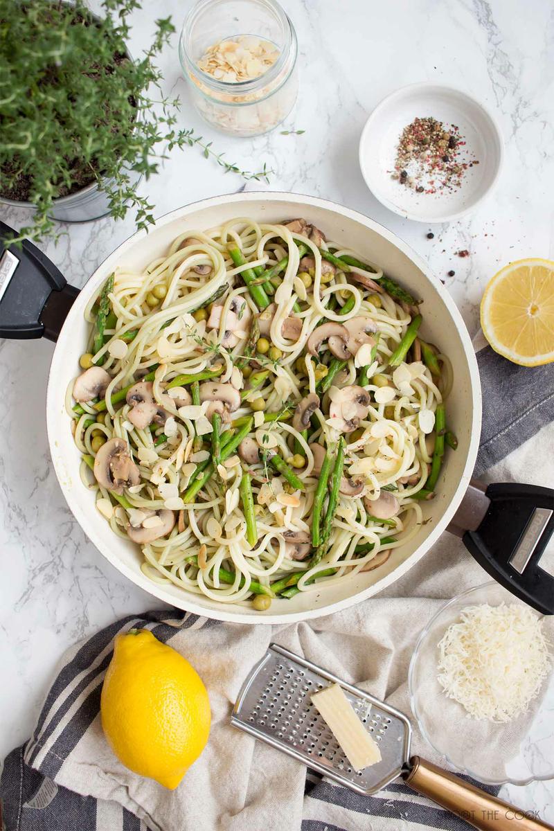 espaguetis con verduras al limon