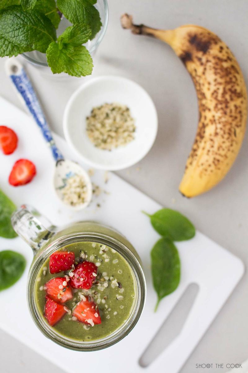 batido de fresas y espinacas