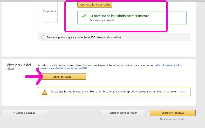 Captura de pantalla Publicar libro