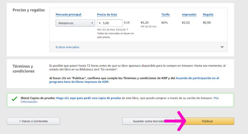Captura de pantalla publicar libro
