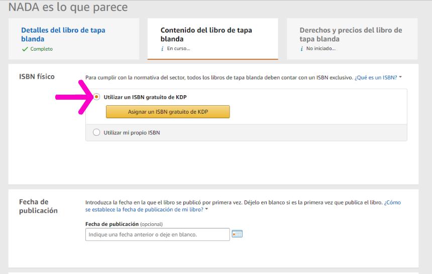 Captura de pantalla Publicar libro