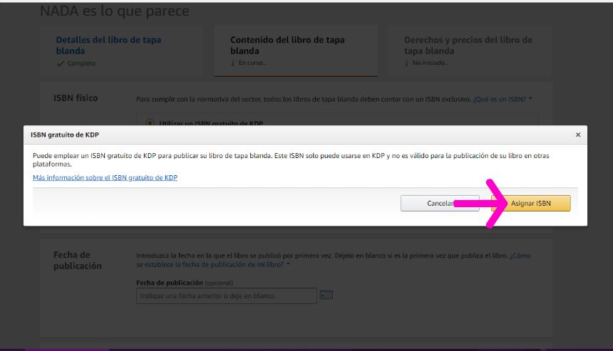Captura de pantalla Publicar libro