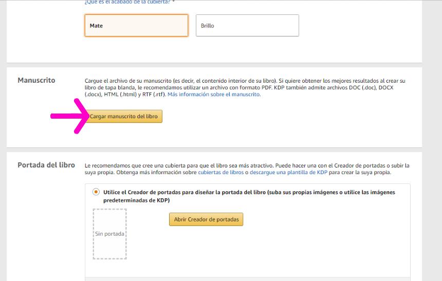 Captura de pantalla Publicar libro