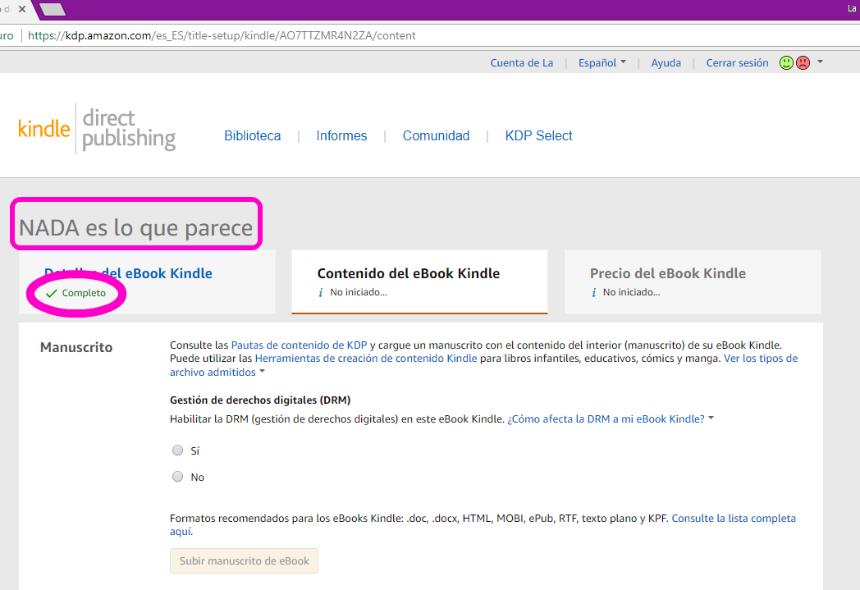 Captura de pantalla publicar eBook