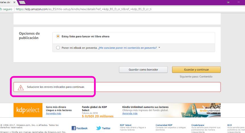 Captura de pantalla error