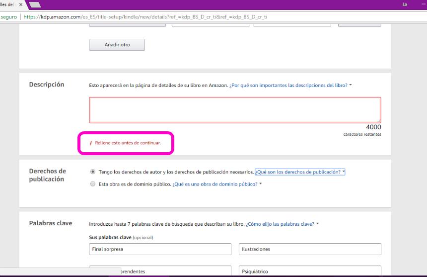 Captura de pantalla error 