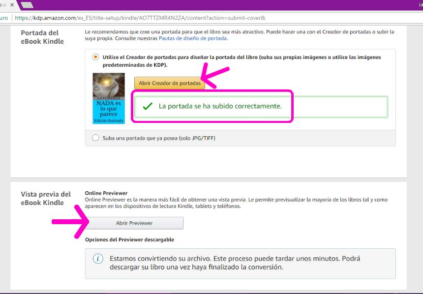 Captura de pantalla publicar eBook