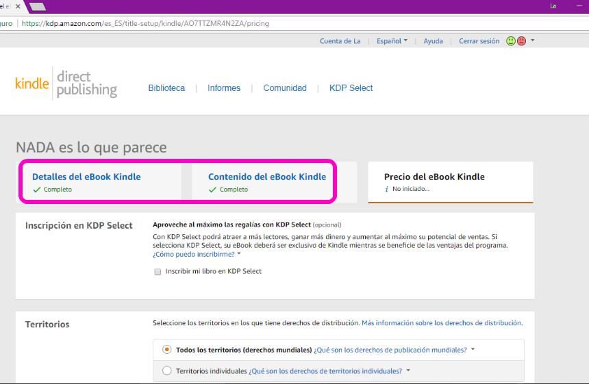 Captura de pantalla publicar eBook