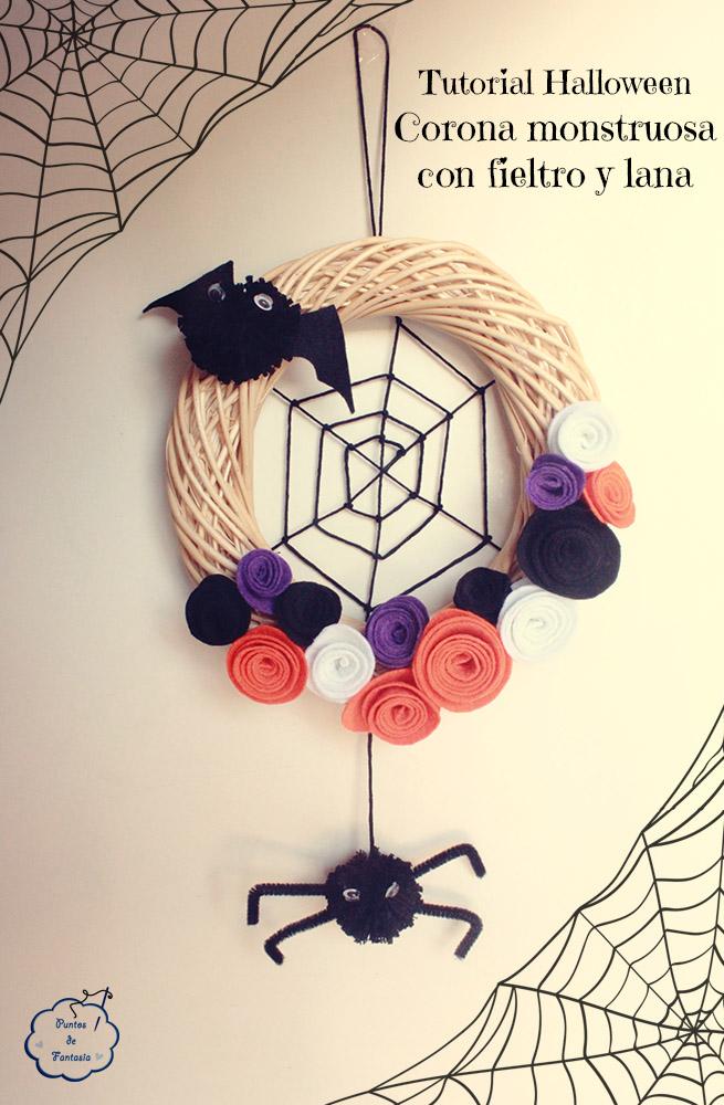 Tutorial Corona monstruosa de fieltro para Halloween