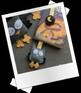 Patrones y tutoriales gratuitos: marcapáginas de fieltro búho